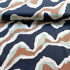 Baumwollstoff mit Stretch gemustert, navy braun creme