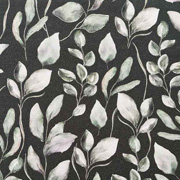 Canvas Stoff Blätter Digitaldruck, dunkelgrün grauweiß dunkelgrau
