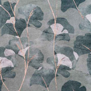 Canvas Stoff Ginkgobltter Digitaldruck, beige dunkelgrn khakigrn
