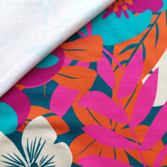 Sweatstoff French Terry Blumen Beachwear Collection-orange pink trkis petrol