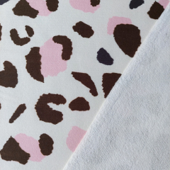 Frottee Stoff Leo-Muster rosa-braun – Handtuchfrottee fr Strandtcher & Bademntel