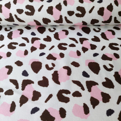 Frottee Stoff Leo-Muster rosa-braun – Handtuchfrottee fr Strandtcher & Bademntel