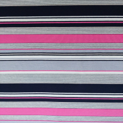 Viskose Jerseystoff Streifen, dunkelblau pink grau wei