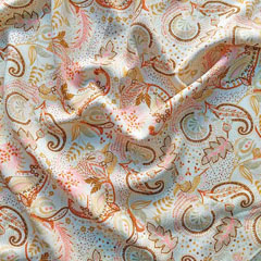 RESTSTCK 114 cm Viskose Stoff Paisley Blusenstoff, cremeweiss