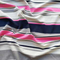 Viskose Jerseystoff Streifen, dunkelblau pink beige taupe