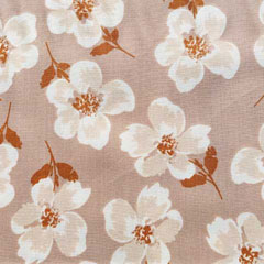 Viskose Stoff Blumen Blusenstoff, wei beige hellbraun