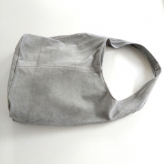 Wildleder Tasche Shopper Beutelform - hellgrau