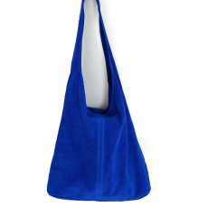 Wildleder Tasche Shopper Beutelform - kobaltblau