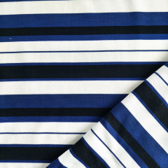 Jerseystoff Punto di Roma Heavy Stretchjersey Streifen, cremewei schwarz mittelblau