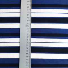 Jerseystoff Punto di Roma Heavy Stretchjersey Streifen, cremewei schwarz mittelblau