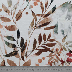 Canvas Stoff Blätter Sträucher, braun weiß