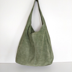 Wildleder Tasche Shopper Beutelform - schilfgrn