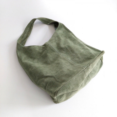 Wildleder Tasche Shopper Beutelform - schilfgrn