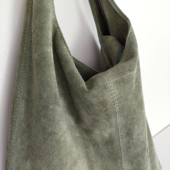 Wildleder Tasche Shopper Beutelform - schilfgrn