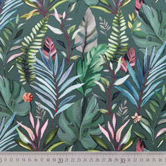 Canvas Stoff tropische Blätter Digitaldruck, dunkelgrün