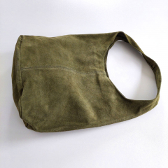 Wildleder Tasche Shopper Beutelform - olivgrn