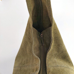Wildleder Tasche Shopper Beutelform - olivgrn