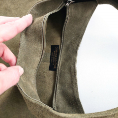 Wildleder Tasche Shopper Beutelform - olivgrn