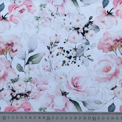 Canvas Stoff Rosen Blumen, weiß