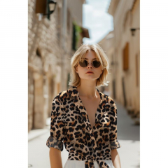 Viskose Webware Leopardenmuster, schwarz braun beige