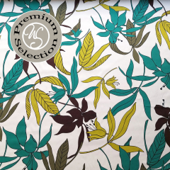 Silky Cotton Baumwollstoff Bltter Foglie d’Estate - braun mint wei  - Made in Italy