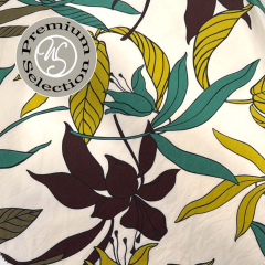 Silky Cotton Baumwollstoff Bltter Foglie d’Estate - braun mint wei  - Made in Italy