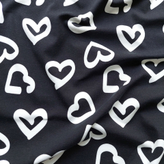 Jerseystoff Herzen, wei schwarz