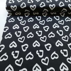 Jerseystoff Herzen, wei schwarz
