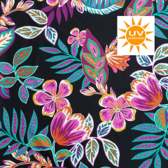 Badelycra Badeanzugstoff Funktionsjersey Blumenmuster, bunt schwarz