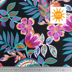 Badelycra Badeanzugstoff Funktionsjersey Blumenmuster, bunt schwarz