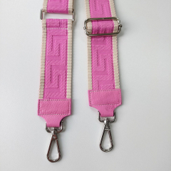 Taschengurt Taschenriemen grafisches Muster 3D ecrue Bubblegum rosa - rosa Leder- silber Schnallen