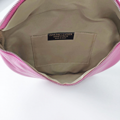 Bauchtasche Leder mit Lederriemen - Bubblegum Rosa - silber Schnallen-Made in Italy