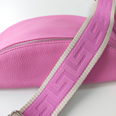 Bauchtasche Leder mit Lederriemen - Bubblegum Rosa - silber Schnallen-Made in Italy