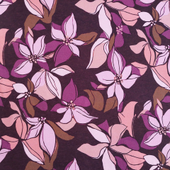 Sweatstoff Blumen Bltter, flieder apricot beere bordeaux