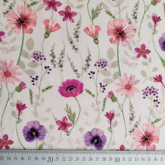 Jerseystoff Blumen, lila beere pink nude