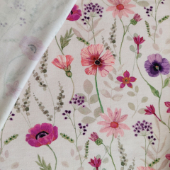 Jerseystoff Blumen, lila beere pink nude
