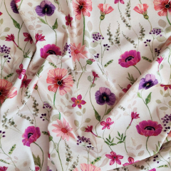 Jerseystoff Blumen, lila beere pink nude