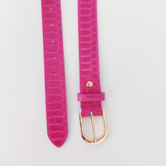 Ledergrtel Damen Krokoprgung - Gr. 95 - gold Schnalle - pink