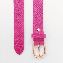 Ledergrtel Damen Krokoprgung - Gr. 100 - gold Schnalle - pink