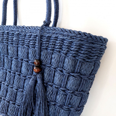 Korbtasche Strohtasche, blau