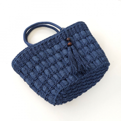 Korbtasche Strohtasche, blau