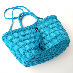 Korbtasche Strohtasche, trkis