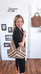 Strohtasche Hobo Bag zweifarbig Damen Handtasche, beige braun