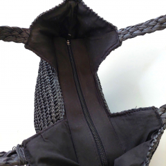 Strohtasche Shopper Damen Tasche, schwarz