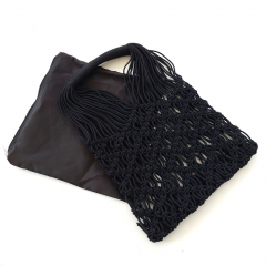 Makramee Tasche Shopper Damen Tasche, schwarz
