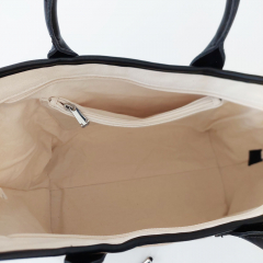 Basttasche Shopper Tote Bag - schwarz beige