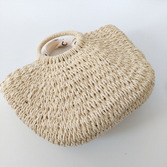 Korbtasche Strohtasche mit Webband - natur