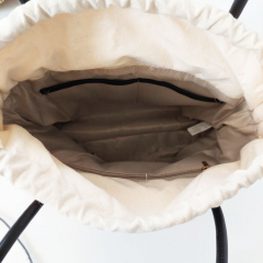 Strohtasche Shopper Henkel aus Lederimitat, schwarz beige