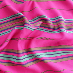 Viskose Stoff Streifen  - mint lila braun pink