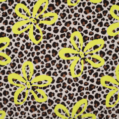 Sweatstoff French Terry Leopardenmuster Blumen, neongelb schwarz beige ecrue